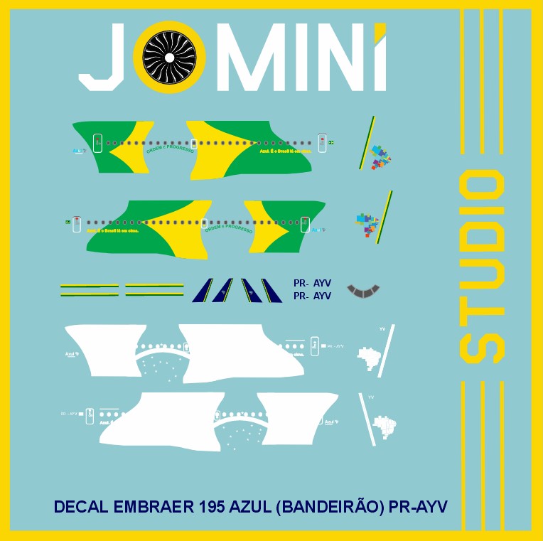 Decal Embraer 195 AZUL (Bandeirao) PR-AYV
