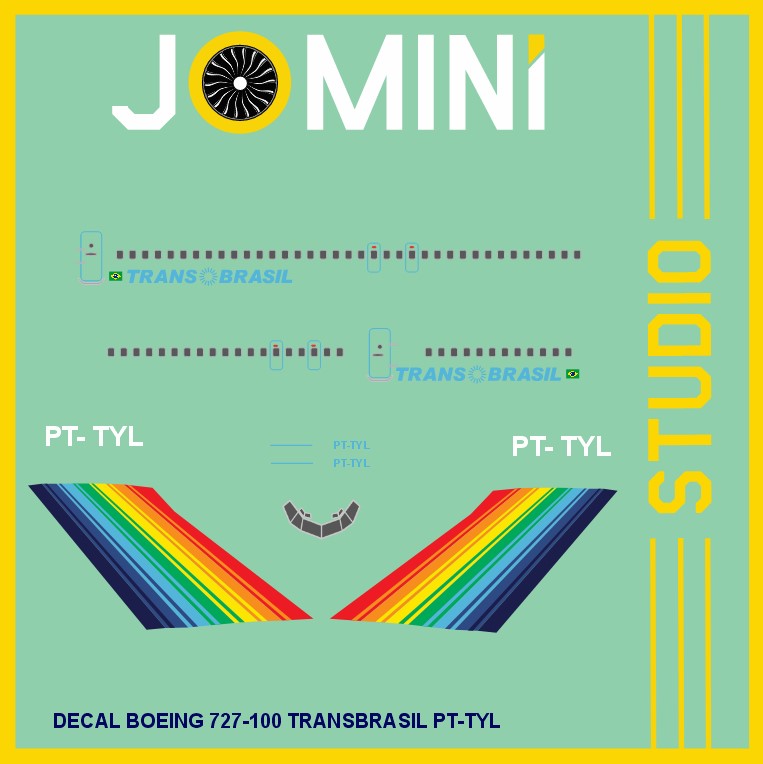 Decal Boeing 727-100 Transbrasil PT-TYL