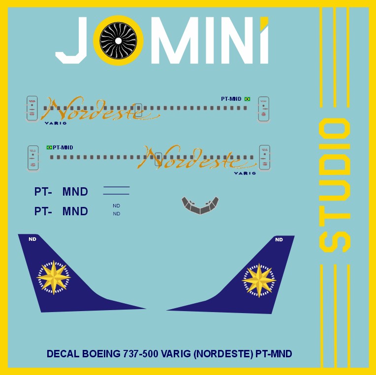 Decal Boeing 737-500 Varig (Nordeste) PT-MND