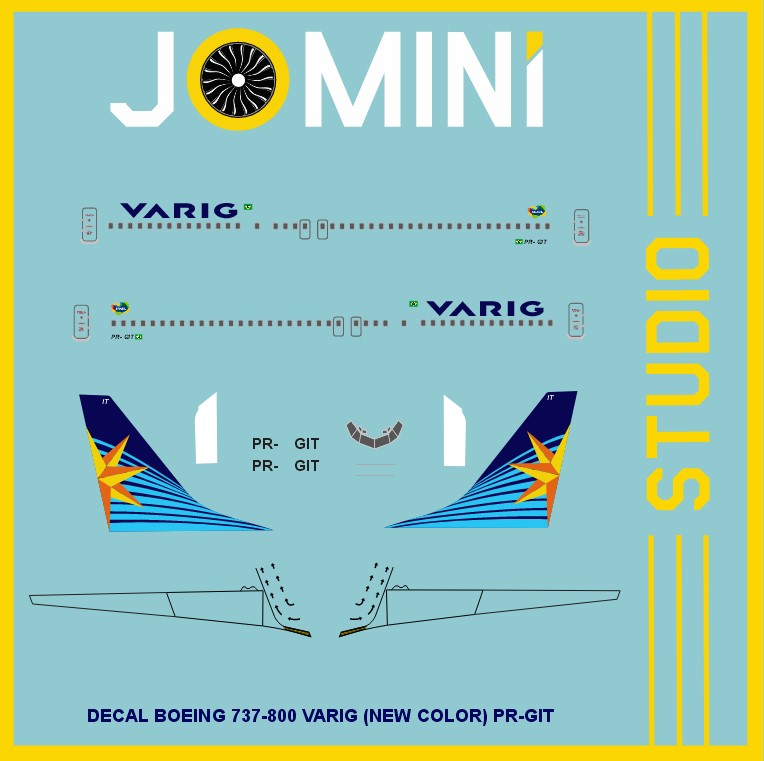 Decal Boeing 737-800 Varig (New Color) PR-GIT
