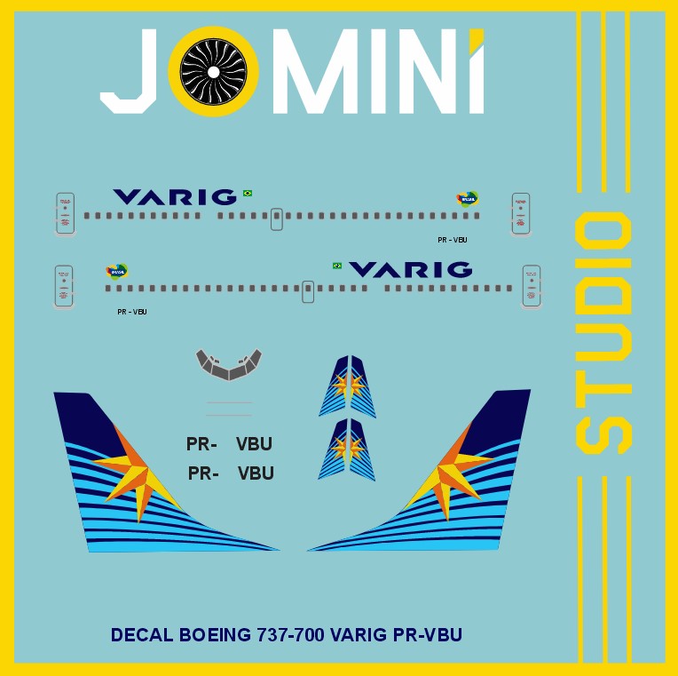 Decal Boeing 737-700 Varig (New Color) PR-VBU