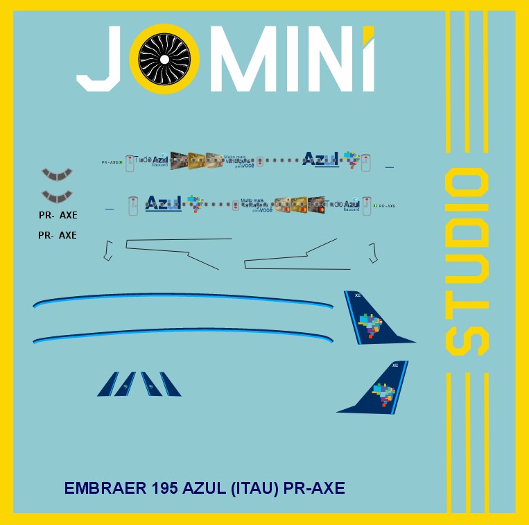 Decal Embraer 195 Azul (ITAU) PR-AXE