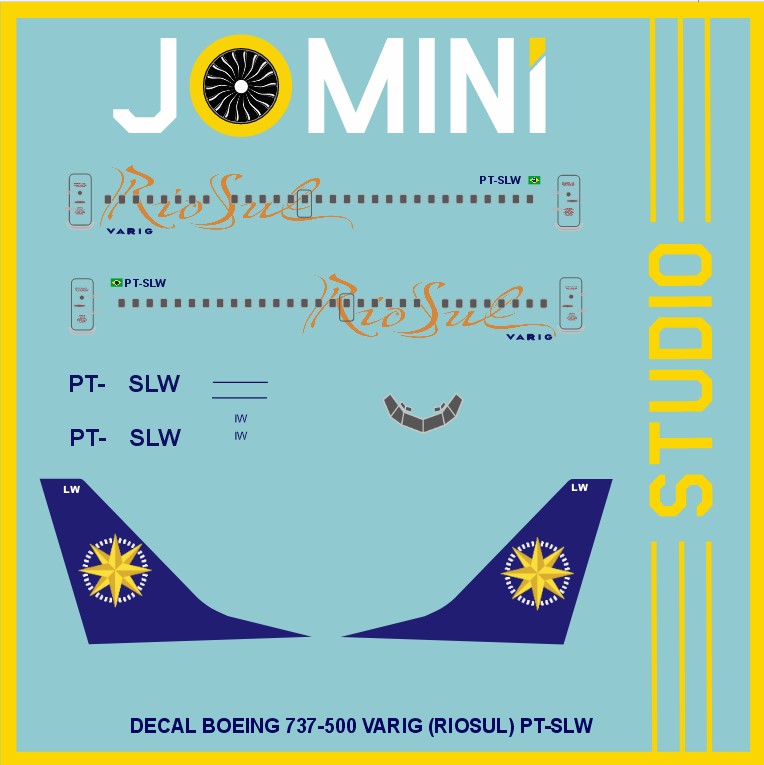 Decal Boeing 737-500 Varig (Rio Sul) PT-SLW
