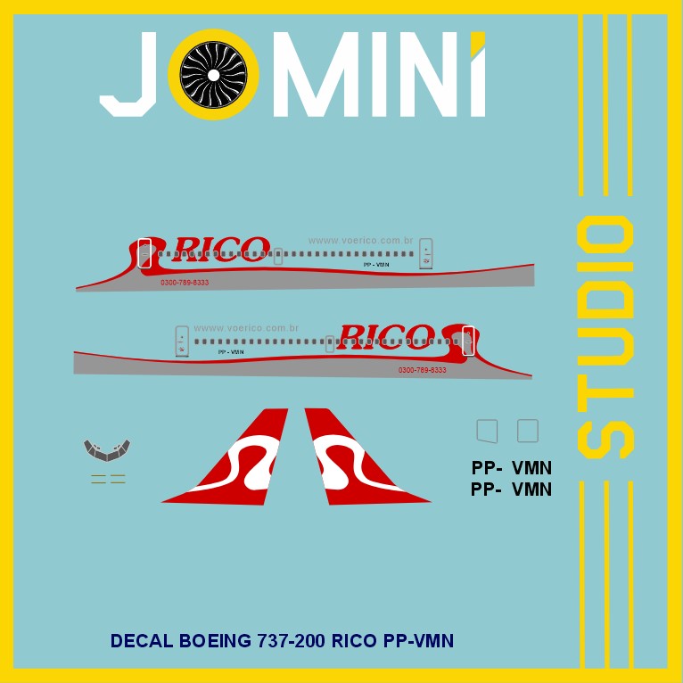 Decal Boeing 737-200 Rico PP-VMN