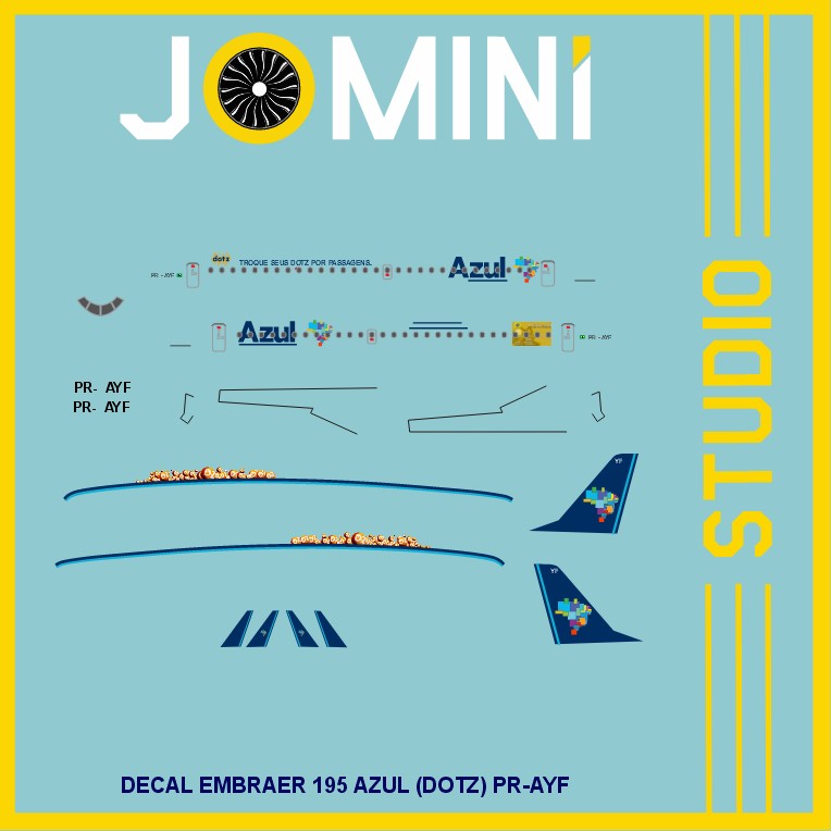 Decal Embraer 195 Azul (DOTZ) PR-AYF