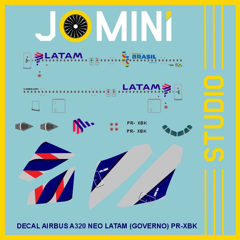 Decal Airbus A320 NEO Latam (Governo) PR-XBK