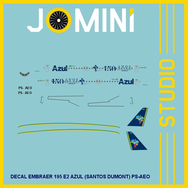 Decal Embraer 195 E2 (SANTOS DUMONT) PS-AEO