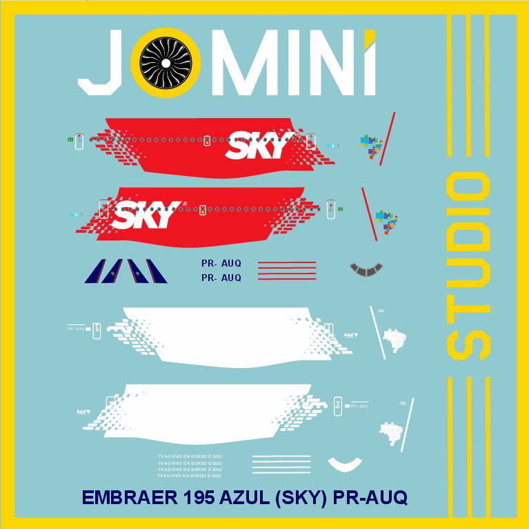 Decal Embraer 195 Azul (SKY) PR-AUQ