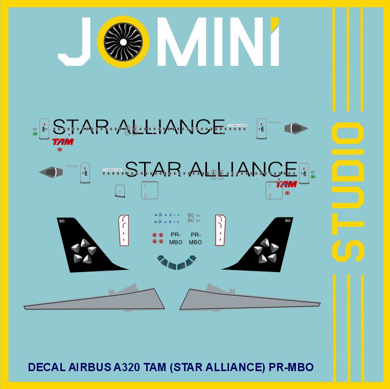 Decal Airbus A320 Tam (STAR ALLIANCE) PR-MBO