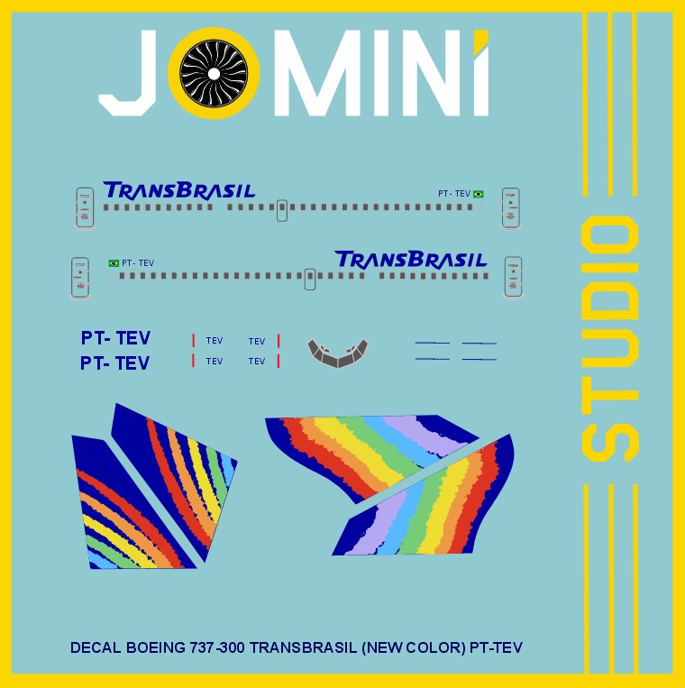 Decal Boeing 737-300 Transbrasil (New Color) PT-TEV