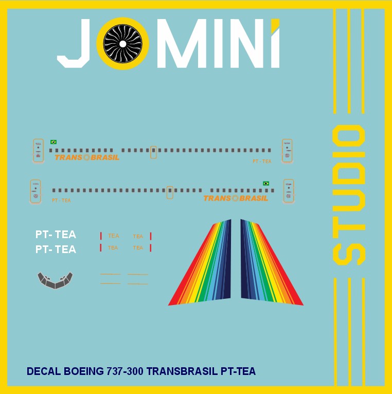 Decal Boeing 737-300 Transbrasil PT-TEA