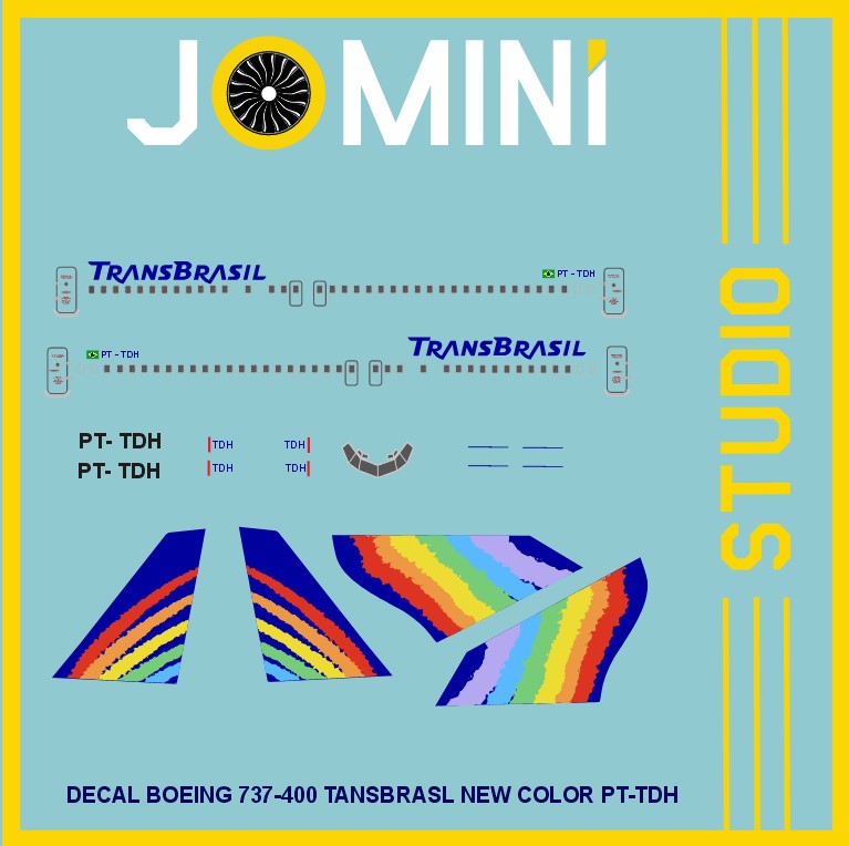 Decal Boeing 737-400 Transbrasil New Color PT-TDH