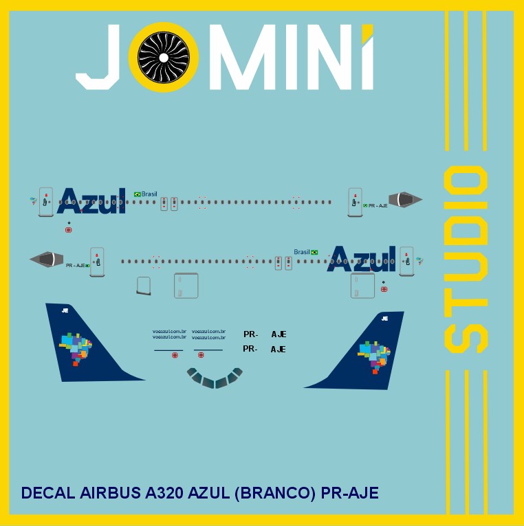 Decal Airbus A320 Azul (Branco) PR-AJE