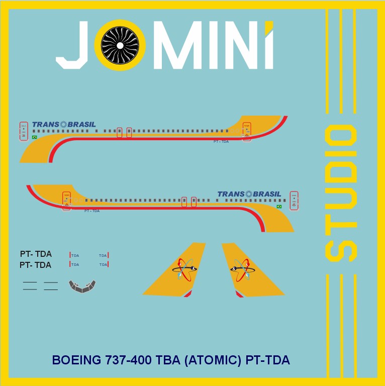 Decal Boeing 737-400 Transbrasil (Atomic) PT-TDA