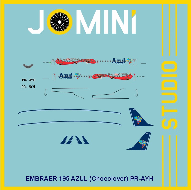 Decal Embraer 195 Azul (Chocolover) PR-AYH
