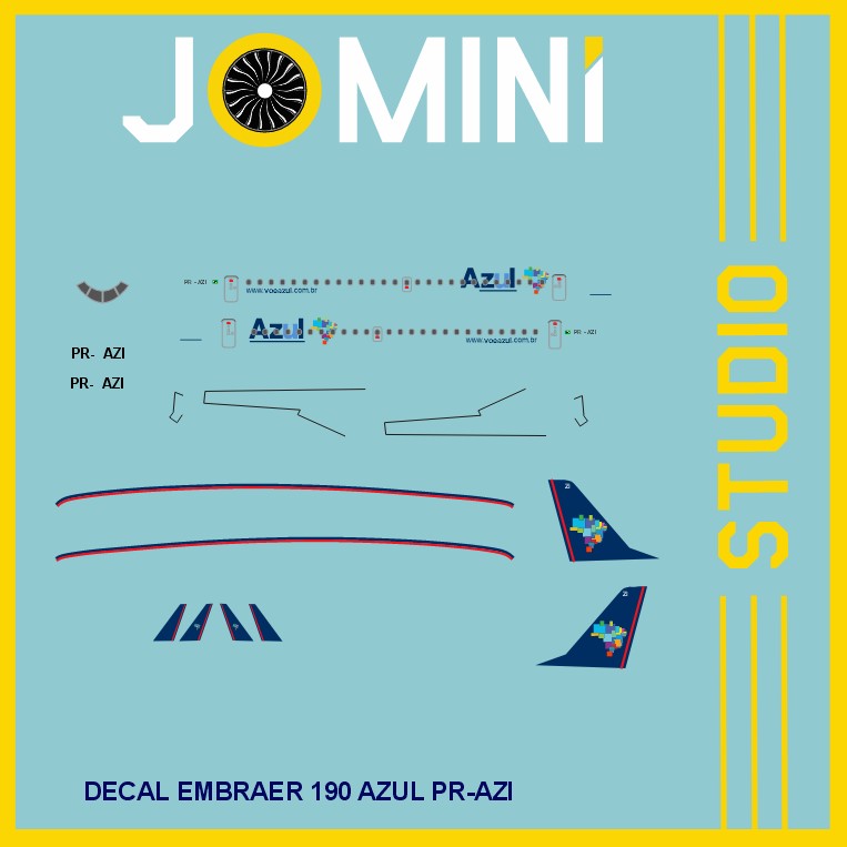 Decal Embraer 190 Azul PR-AZI