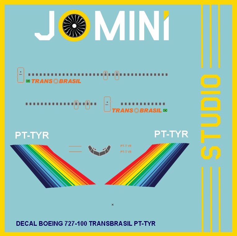 Decal Boeing 727-100 Transbrasil PT-TYR