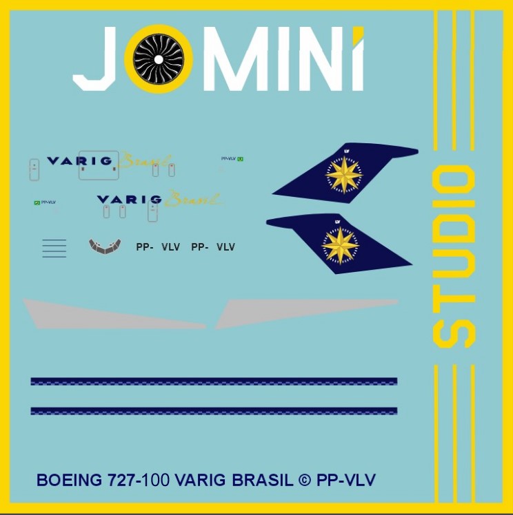 Decal Boeing 727-100 Varig Brasil (Cargo) PP-VLV