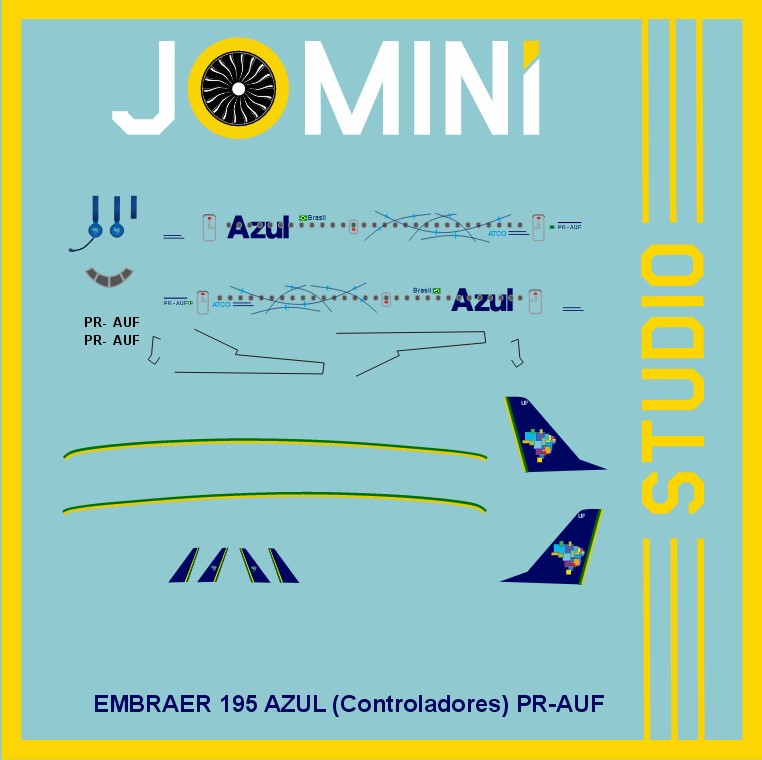 Decal Embraer 195 Azul (Controladores) PR-AUF