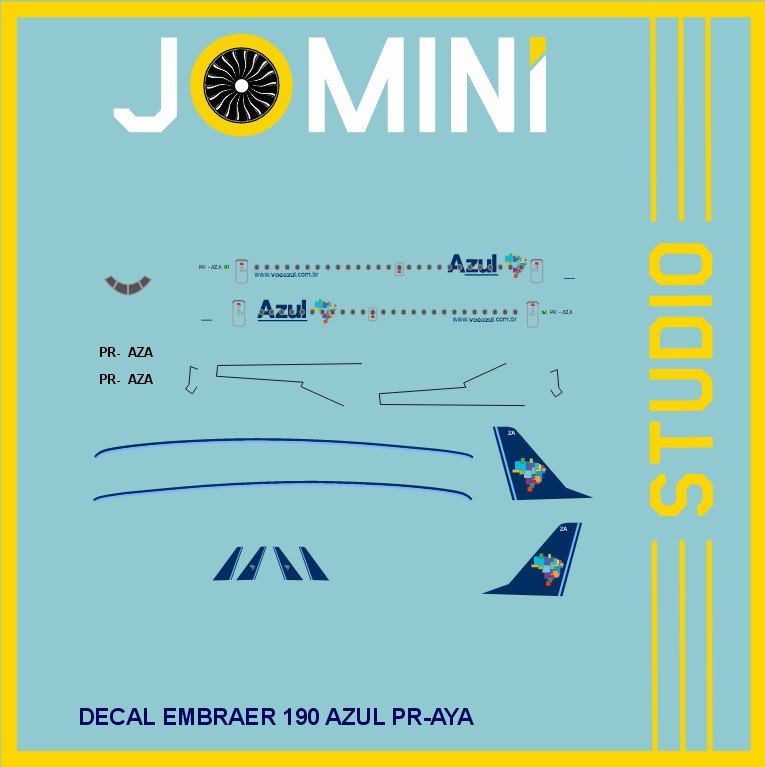 Decal Embraer 190 Azul PR-AZA