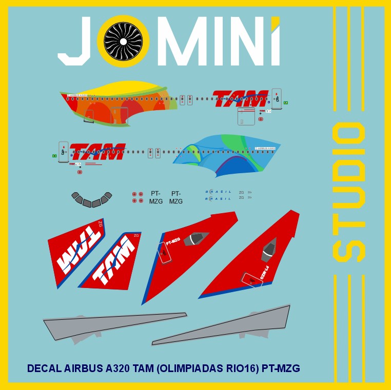Decal Airbus A320 Tam (Olimpiadas) PT-MZG
