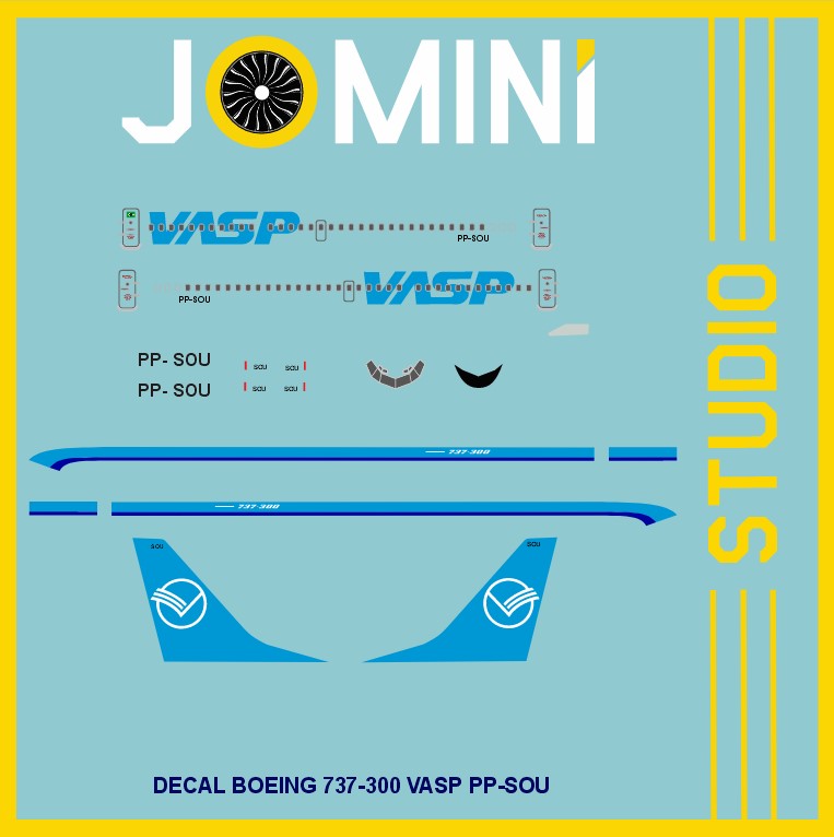 Decal Boeing 737-300 Vasp PP-SOU