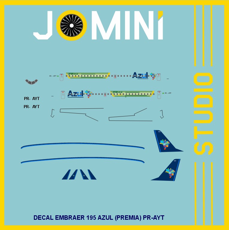 Decal Embraer 195 Azul (PREMIA) PR-AYT