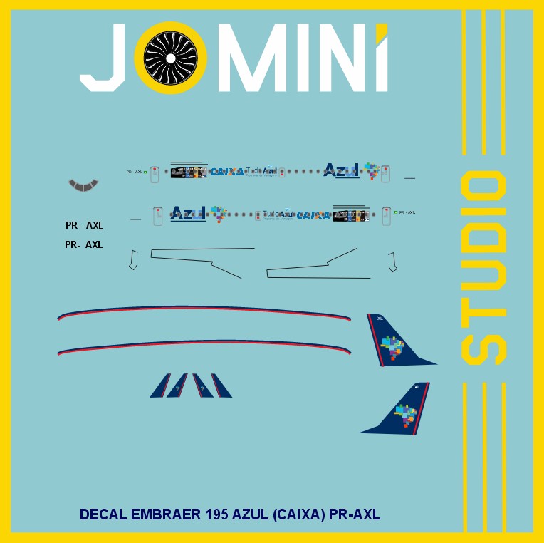 Decal Embraer 195 Azul (CAIXA) PR-AXL
